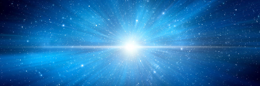 blue star in space illuminating bright light