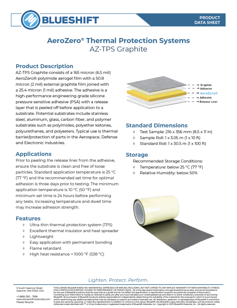 Graphite AeroZero Thermal Protection System Technical Data Sheet